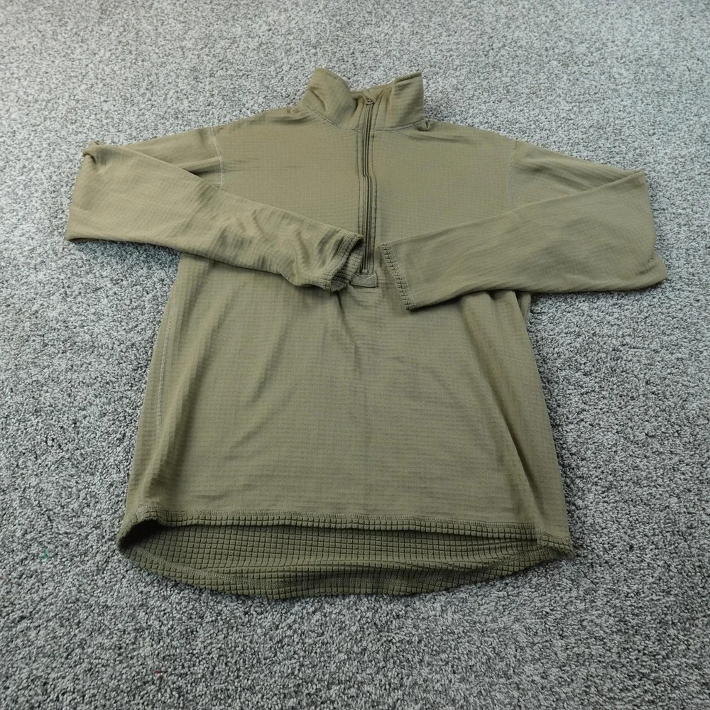 Military Pullover‎ Mens S Green Mid Weight Cold Weather 1/4 Zip Grid Fleece Army